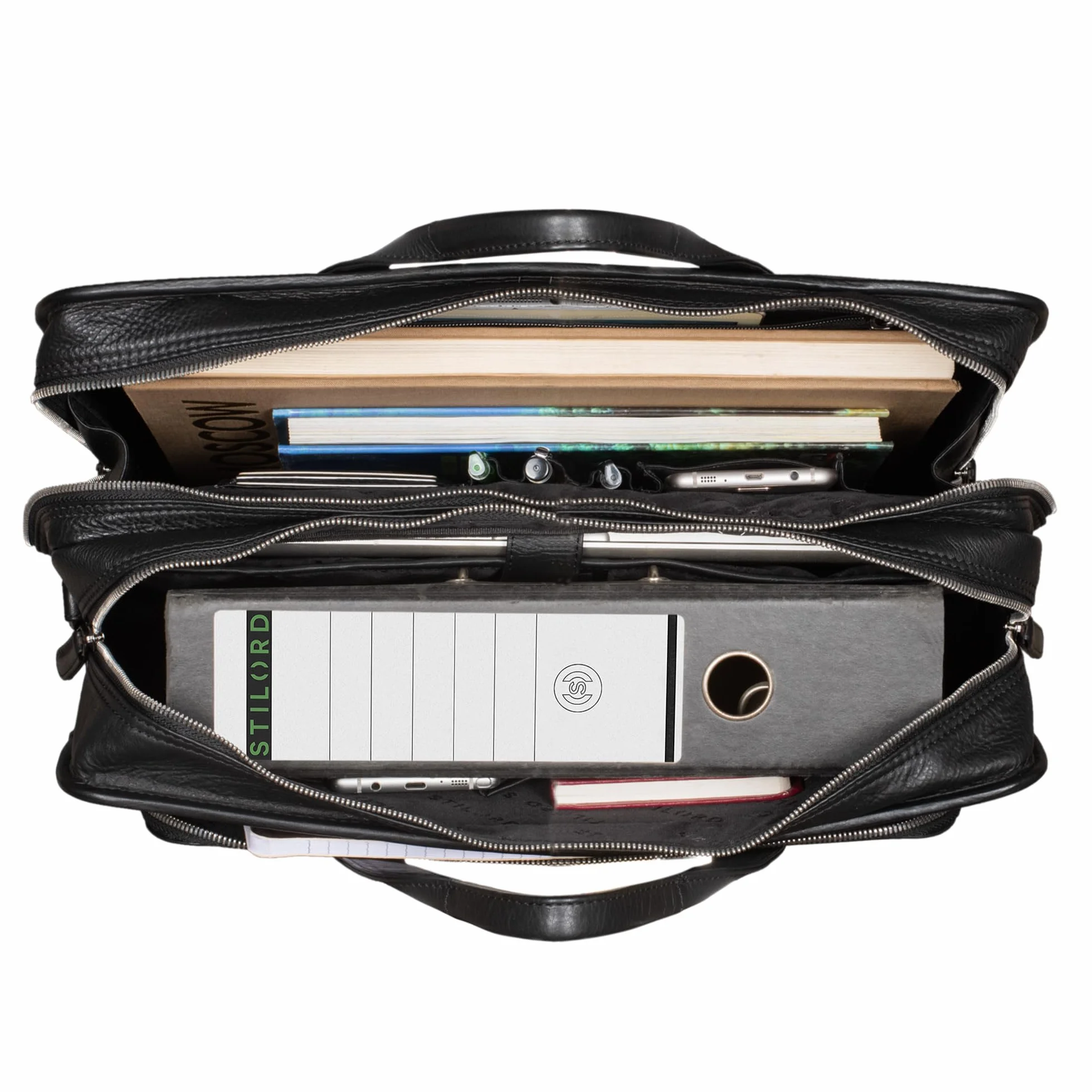 STILORD 'Yves' Serviette Cuir XL Homme pour Ordinateur 15.6 Grand Pouces Porte-Documents Sac à Bandoulière Sac de Professeur