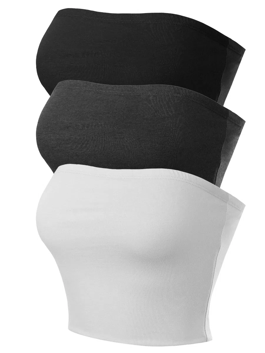 MixMatchy Haut tube court décontracté pour femmes, bandeau basique sexy à dos nu sans manches pour les sorties en été, Taille S