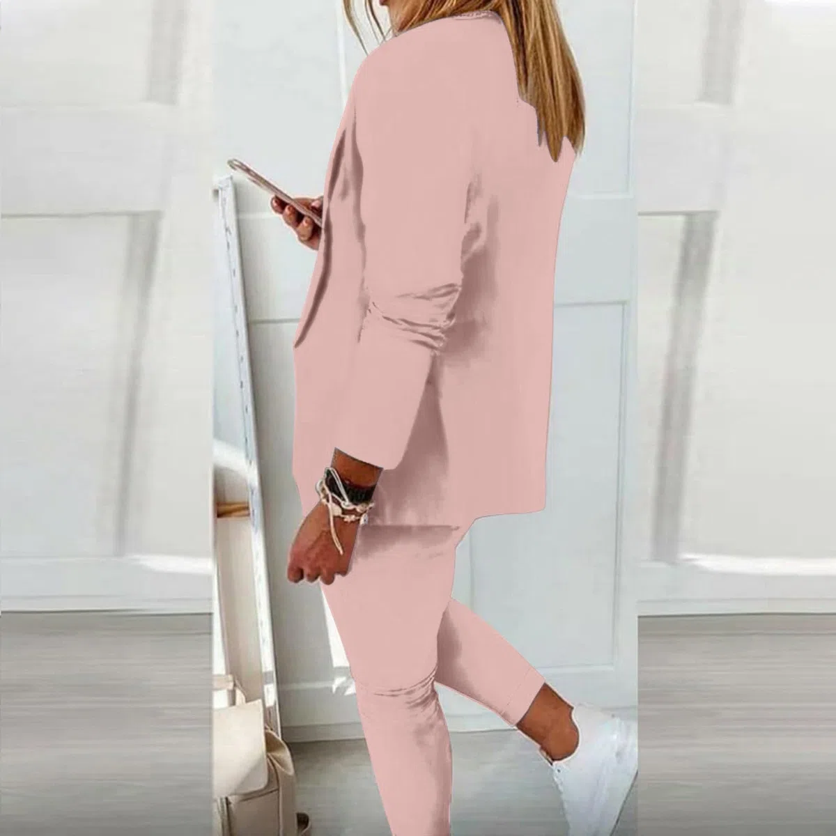 Costume pour femme Curvy 2 pièces élégant complet pour femme à manches longues bureau Blazer léger avec pantalon et blazer de cérémonie avec pantalon et jupe
