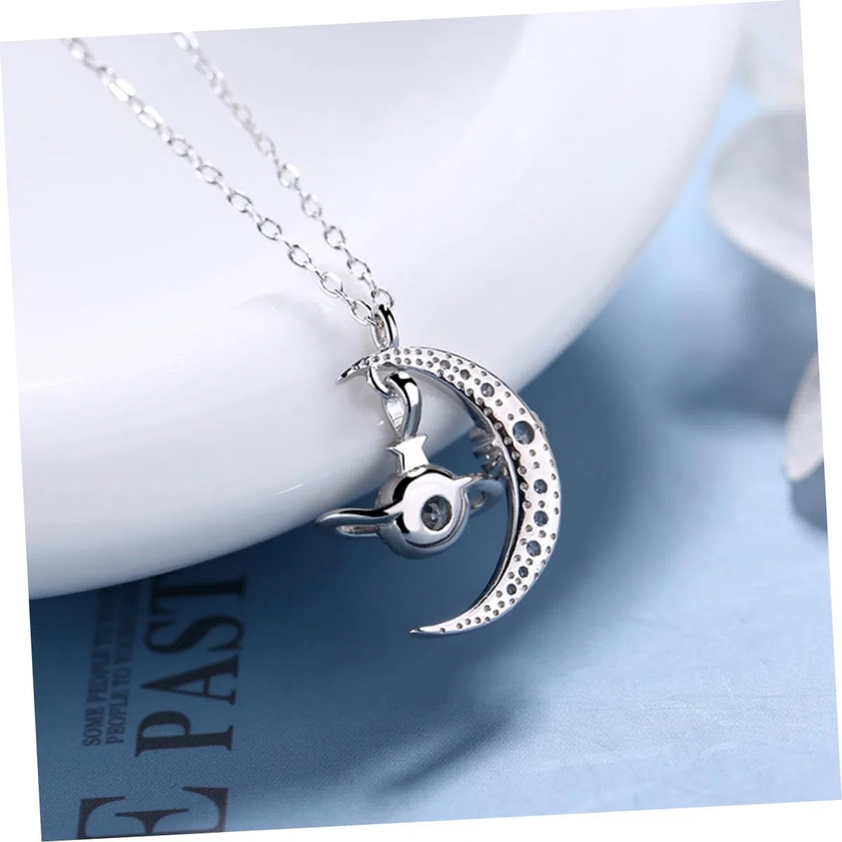 Collier en argent S925 pour femmes, pendentif étoile de souhait, diamant complet, lune, Style chaîne, élégant, 1 pièce