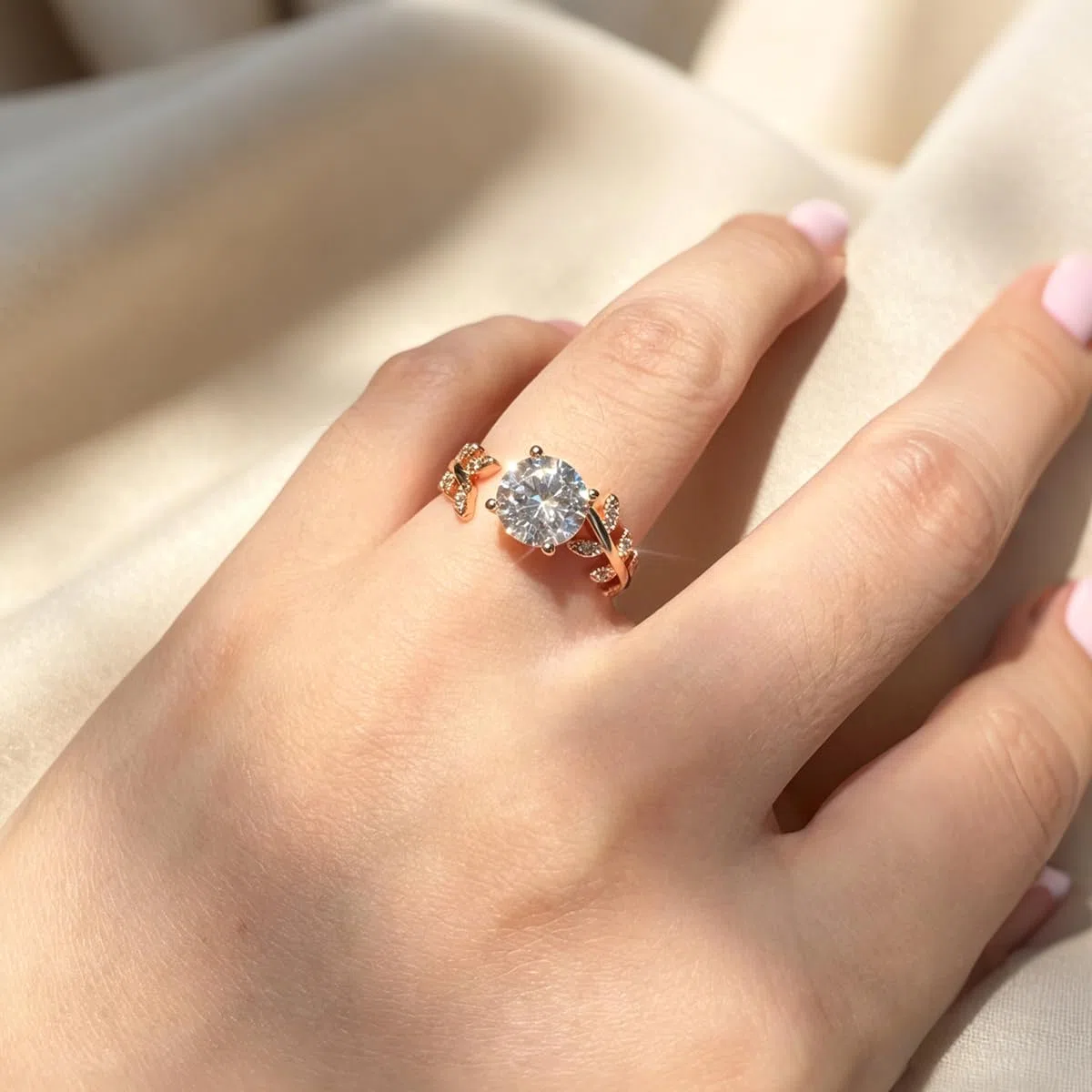 FEIKFEIZ Bague pour femme avec moissanite 1,5 carat, diamant cultivé en laboratoire, épais plaqué or rose 18 carats, bague ouverte réglable, bague de fiançailles, cadeau de bijoux
