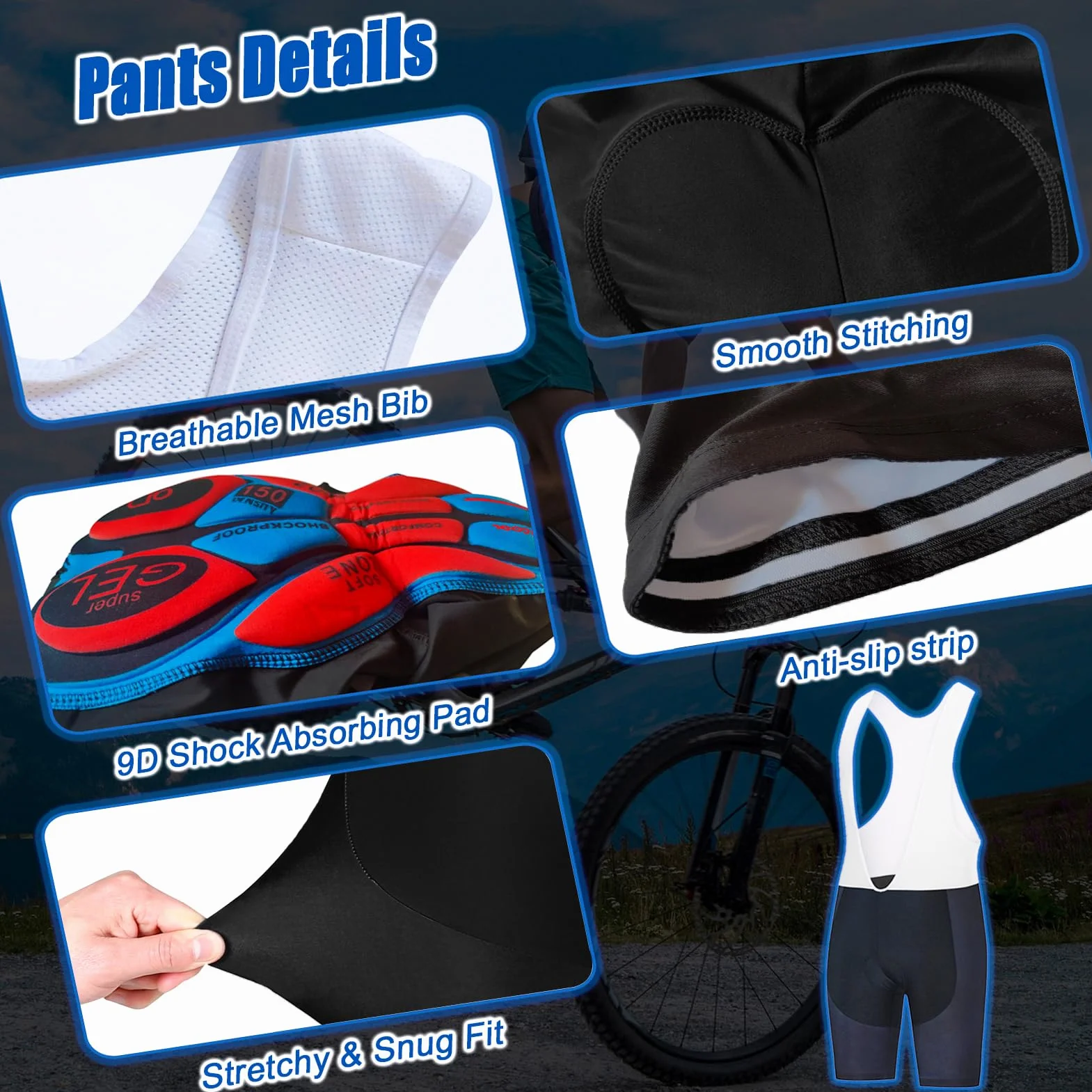 Vêtements Cyclisme Maillot de Velo VTT Homme Été,Tenue Cycliste Manche Courte MTB Jerseys Shirt et Cuissard à Bretelle avec 9D Coussin Gel,Ensemble Combinaisons de Cycling Respirant Séchage Rapide
