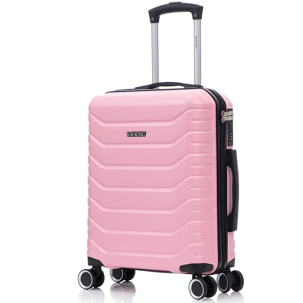 RAYKONG Valise Cabine 55x40x20cm (40L) Polycarbonate - Serrure integrée - 20 Pouces - (RK12|Rose)