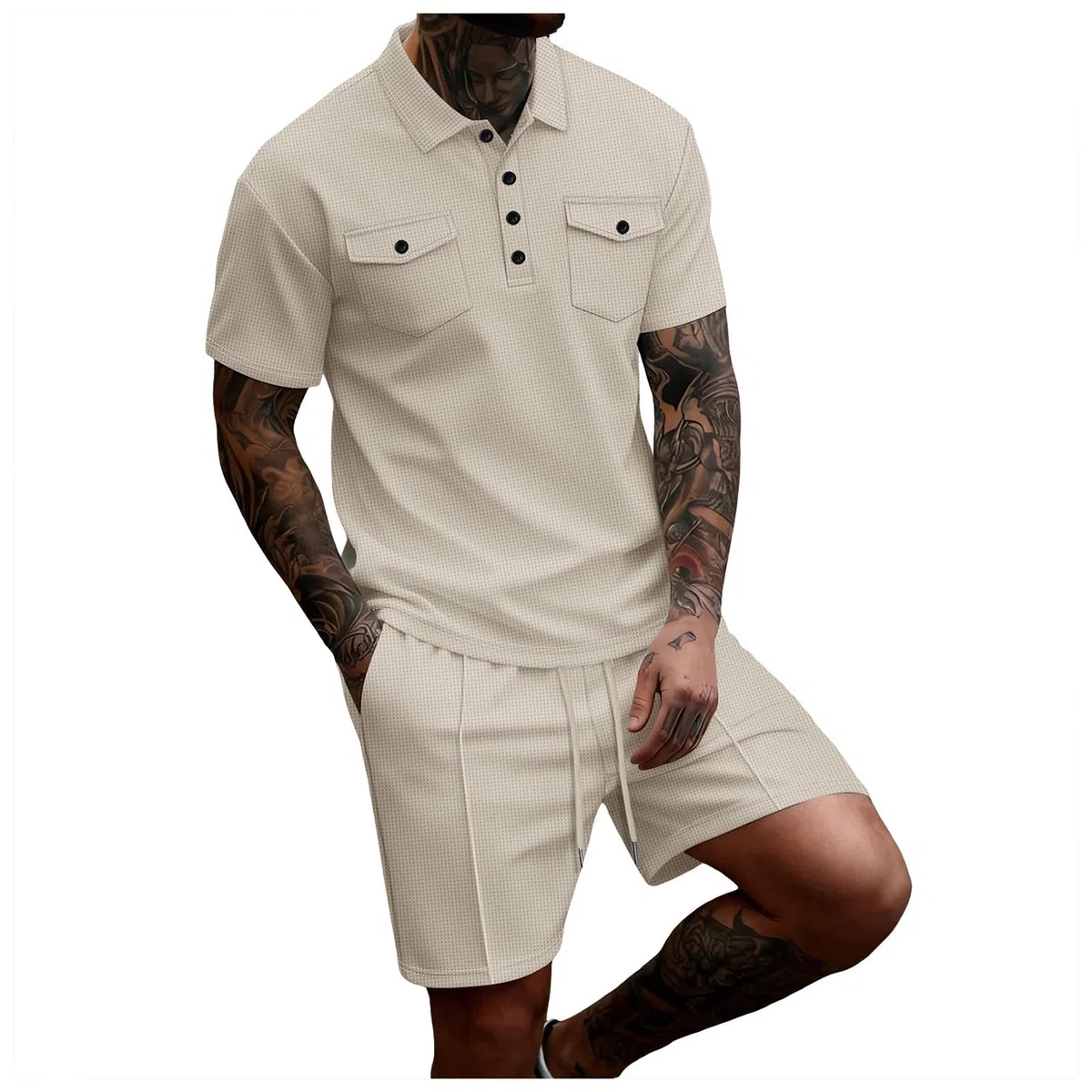 Survêtement Gym Homme Ensemble Homme Hawaii Ensemble Chemise Short Jogging Années 80 90 Imprimé Léopard Fitness Sport Survêtement Capuche Tenue Streetwear Poches pour Quotidien