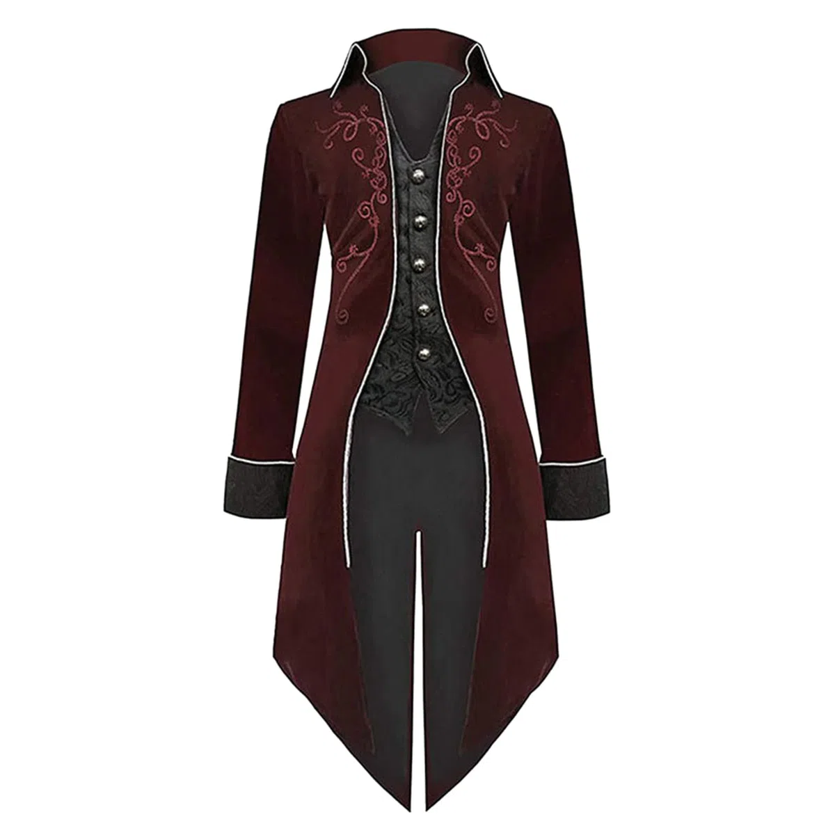 Veste gothique pour homme - Grandes tailles - Manteau noir classique - Jupe de marche victorienne - Costume d'Halloween Tuxedo - Costume d'Halloween - Tailles S à 5XL