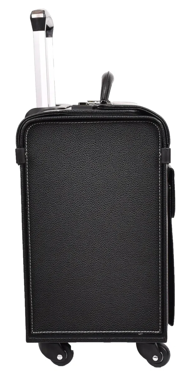 A1 FASHION GOODS Valise à roulettes en simili cuir, 4 roues, taille cabine double verrouillage, sac de voyage d'affaires Aero, Noir , L, Pilot Case Grande mallette de cabine
