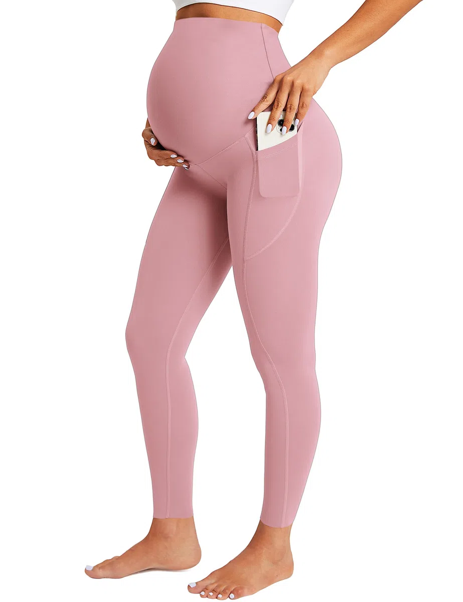 BAYDI Nudi Legging de grossesse pour femme avec poches, opaque, long, taille haute, doux et élastique