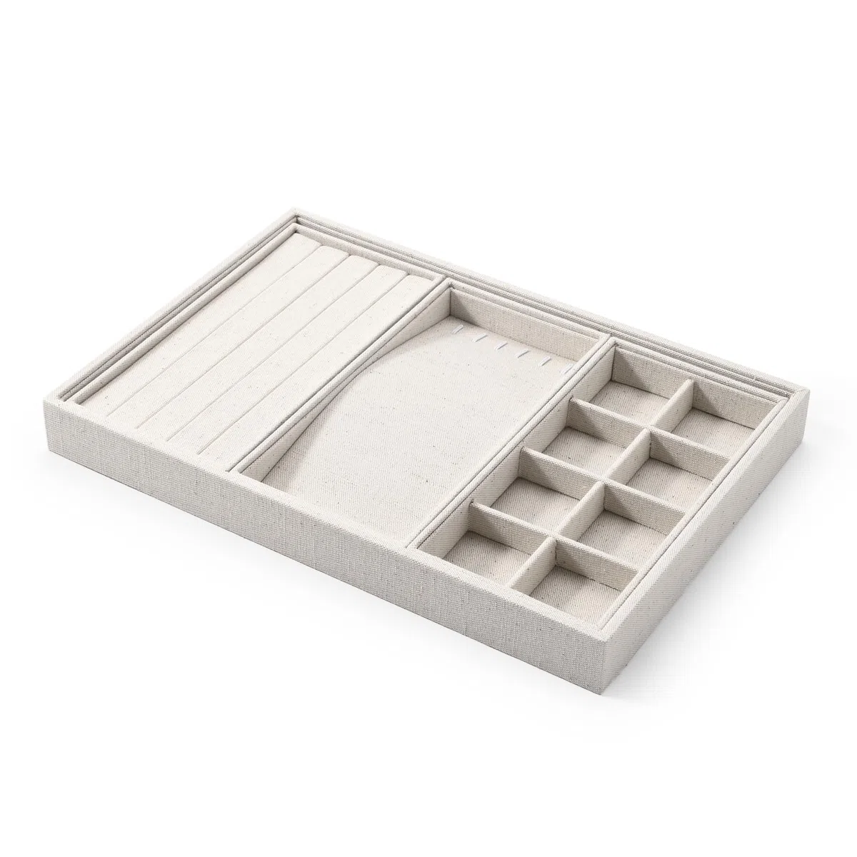 Plateau À Bijoux Multifonctionnel Et Empilable En Lin,Beige