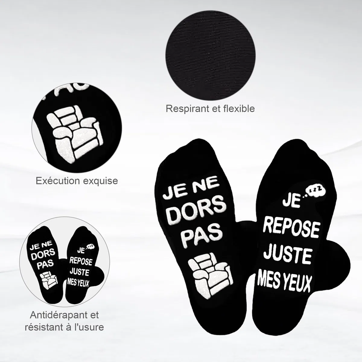 Cadeau Fete des Peres, 43-46 Chaussette Homme Humour, Chaussettes Antidérapantes,Idee Cadeau Fête des Pères Anniversaire,Cadeau Rigolo Humoristique,Cadeau Papa Grand Pere Son Mari Ado Garçon