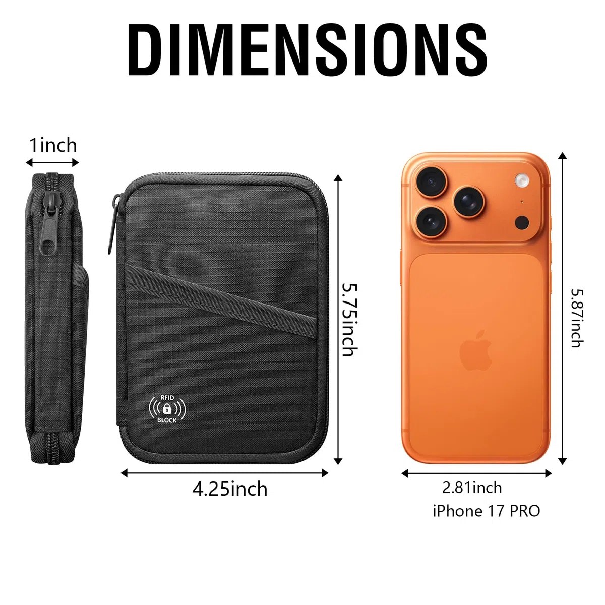 FIREDOG Porte-passeport pour voyage, porte-cartes avec blocage RFID et portefeuille de voyage pour homme et femme, noir
