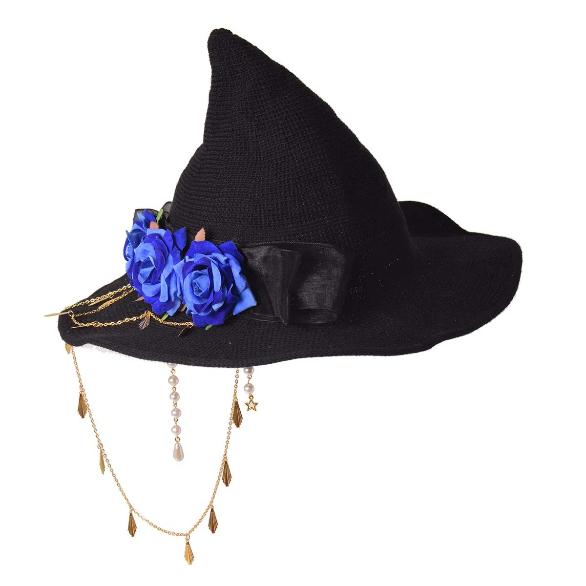 GRACEART Chapeau de sorcière en feutre avec engrenages en tricot pour femme - Chapeau de sorcière d'Halloween - Chapeau Mardi Gras