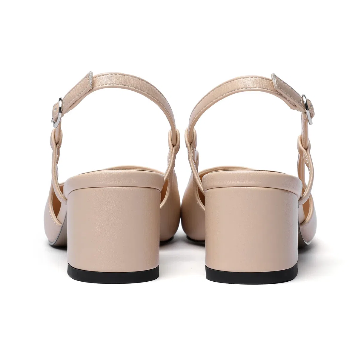 EDEFS Escarpins Femme Talons Bloc Slingback Bout Carré 5CM Chaussure Femme Mariage Bureaux Cérémonie R Noir Beige EU36