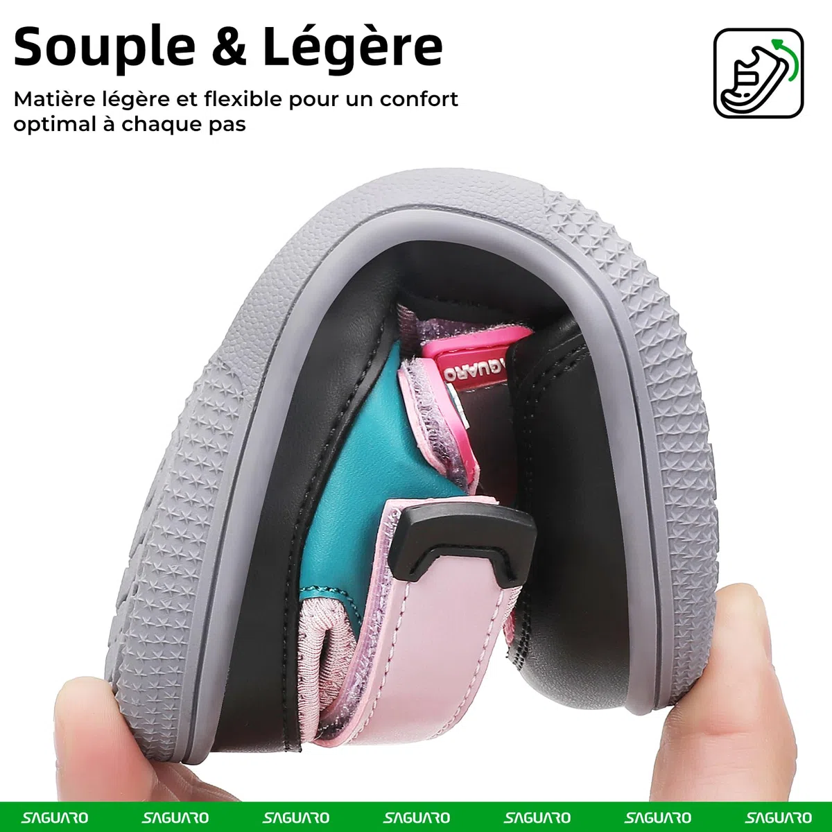 SAGUARO Sandales Barefoot Enfant à Bout Fermé Chaussures d’Été Respirantes avec Scratch, Bout Large et Zéro Drop