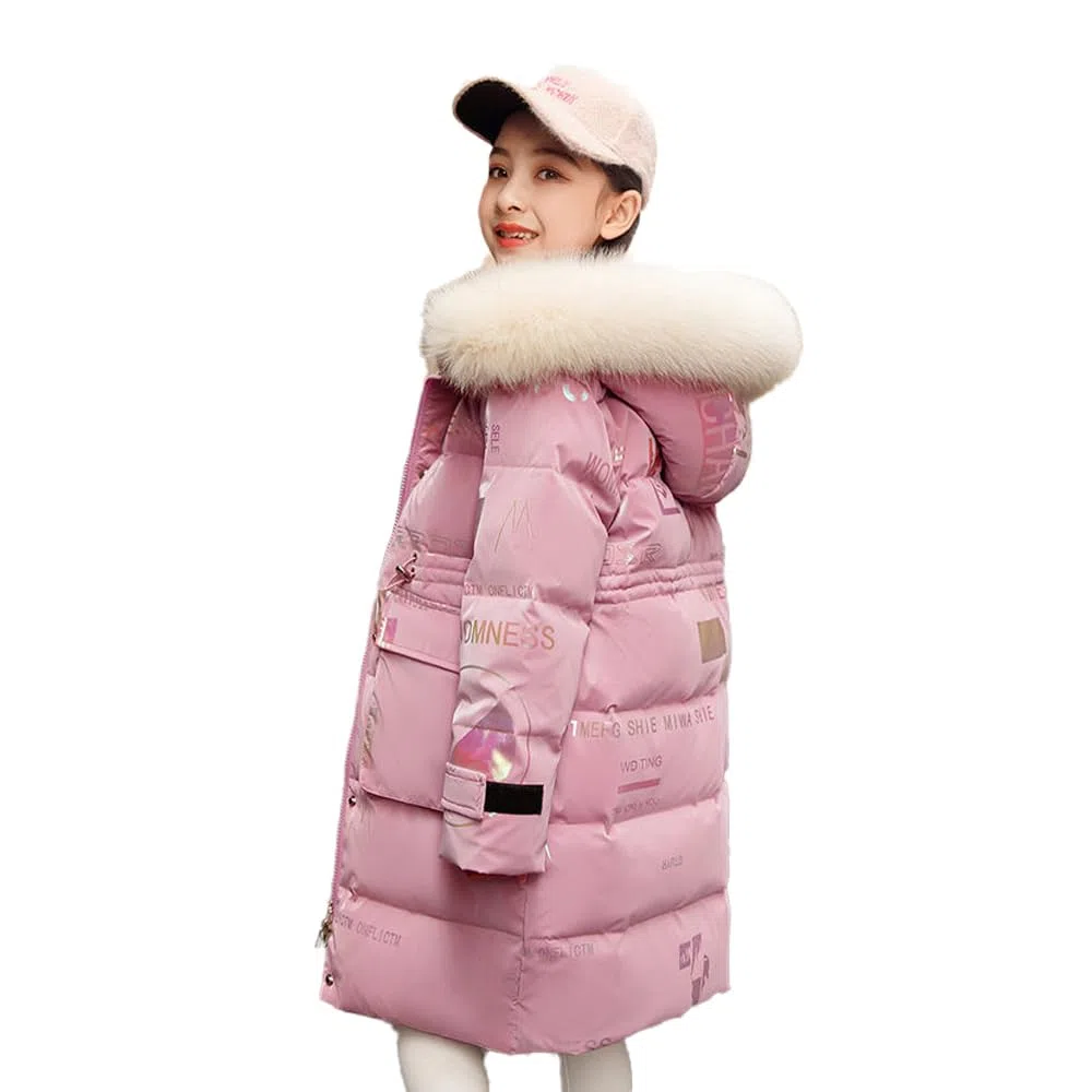 Parka d'hiver pour fille - Veste d'hiver pour garçon - Avec capuche en fourrure - Manteau d'hiver chaud - Parka chaude - Veste d'hiver pour enfant - Veste matelassée pour fille