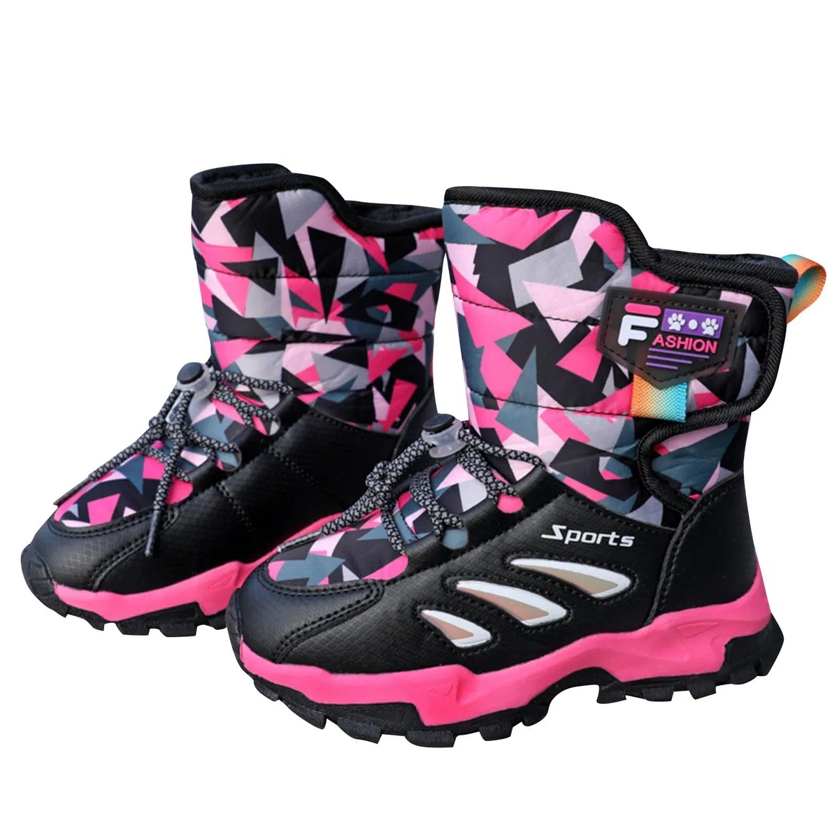 Bottes de neige chaudes unisexes pour bébés et enfants avec doublure en polaire - Antidérapantes et imperméables, rouge pastèque, 30 EU
