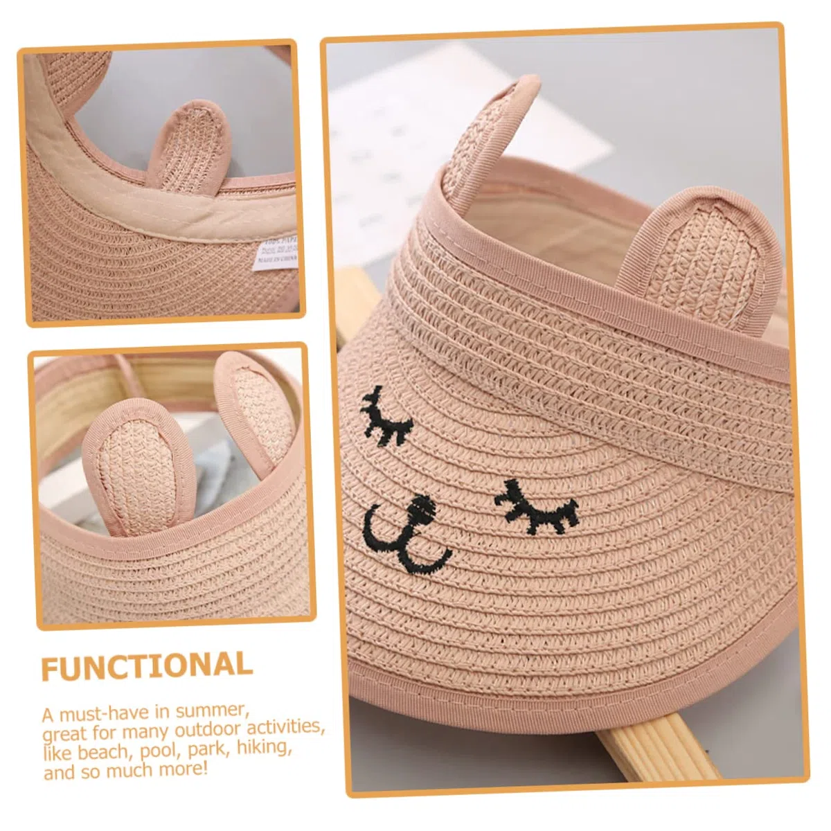 Beaupretty Lot De 5 Chapeaux De Soleil en Paille pour Enfants Et Femmes Visière De Protection Solaire Pliable À Bord pour Le Sport Idéal pour L'Extérieur Rose