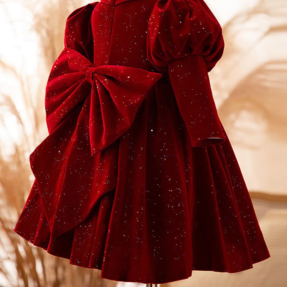 Robe en velours pour petite fille, robe de Noël doublée en polaire, robe de princesse plissée à manches longues pour fête, anniversaire, bal, mariage, automne, hiver (6 mois-9 ans)