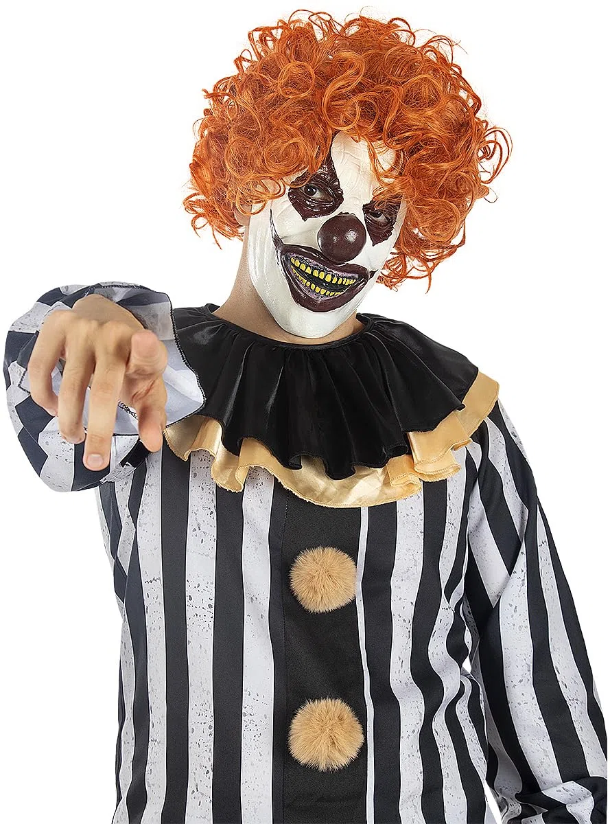 Funidelia Déguisement de clown terrifiant Deluxe pour homme, Comprend pantalon, chemise, bandeau, lunettes et mandoline - Tenue pour adultes pour fêtes, Carnaval et Halloween