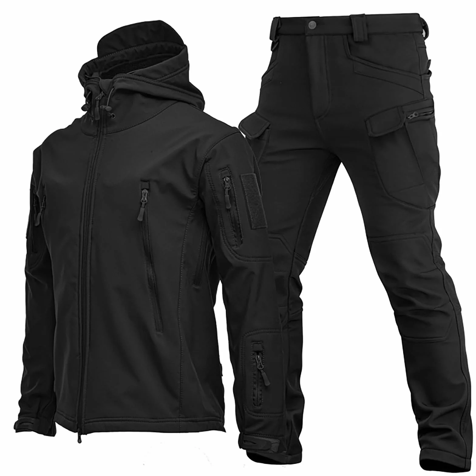 Uniformes tactiques militaires imperméables pour homme - Ensemble de 2 pièces - Veste softshell - Pantalon de chasse - Veste de travail et pantalon - Combinaison de sport confortable pour