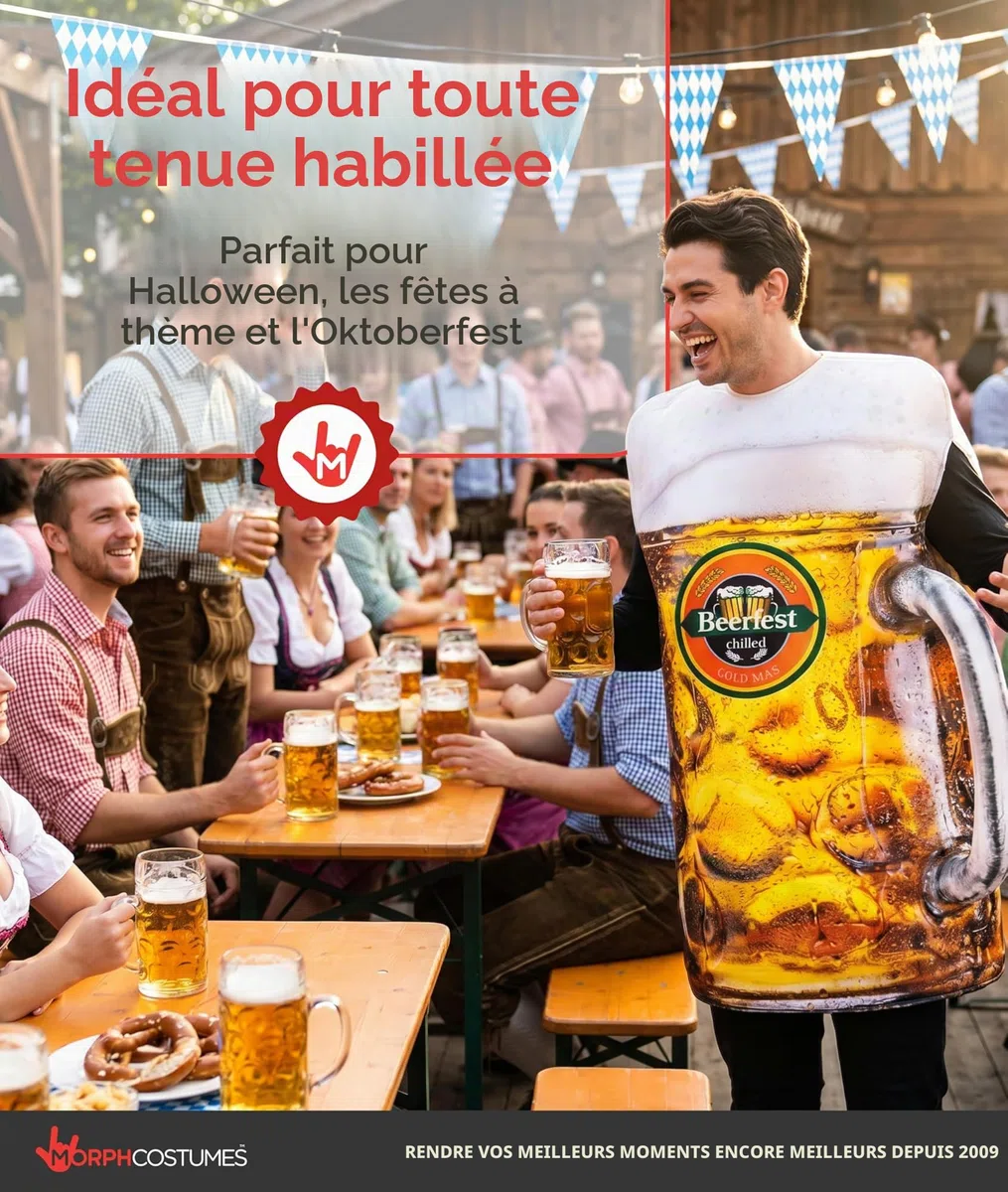Morph Deguisement Biere Homme, Costume Chope Halloween Homme