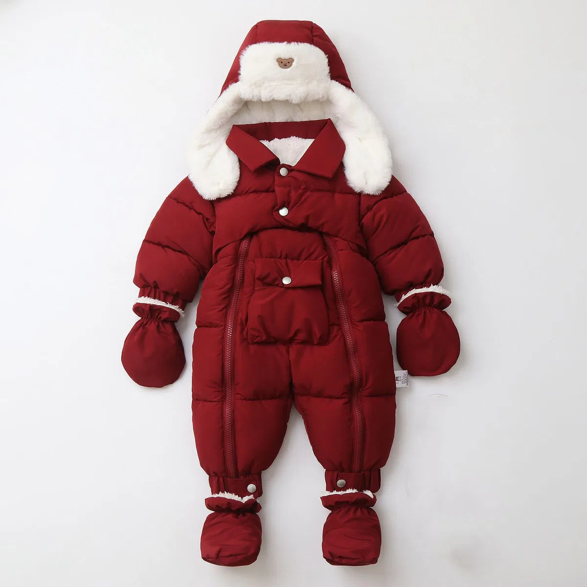 Combinaison Doudoune Bebe Garcon Hiver Polaire de Neige Fleece à Capuche Manches Longues Fermeture Combinaison Body Couleur Unie Rembourré Encapuchonné Coupe-Vent Déguisement Manteau 0-12 Mois