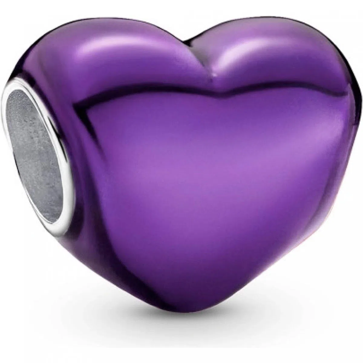 PANDORA Breloque cœur en Argent Sterling avec émail Violet Transparent 793337C01, Taille Unique, Argent Sterling, Pas de gemme