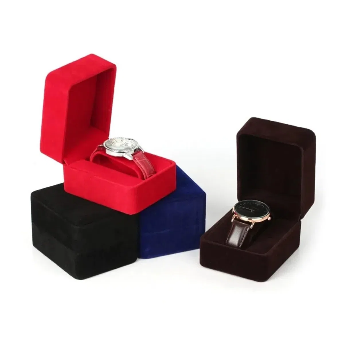 Étui de Transport pour Montre Boîte de rangement for montre connectée, boîtier for, d'emballage for bijoux, accessoires, noir, rouge, bleu(Red and black)