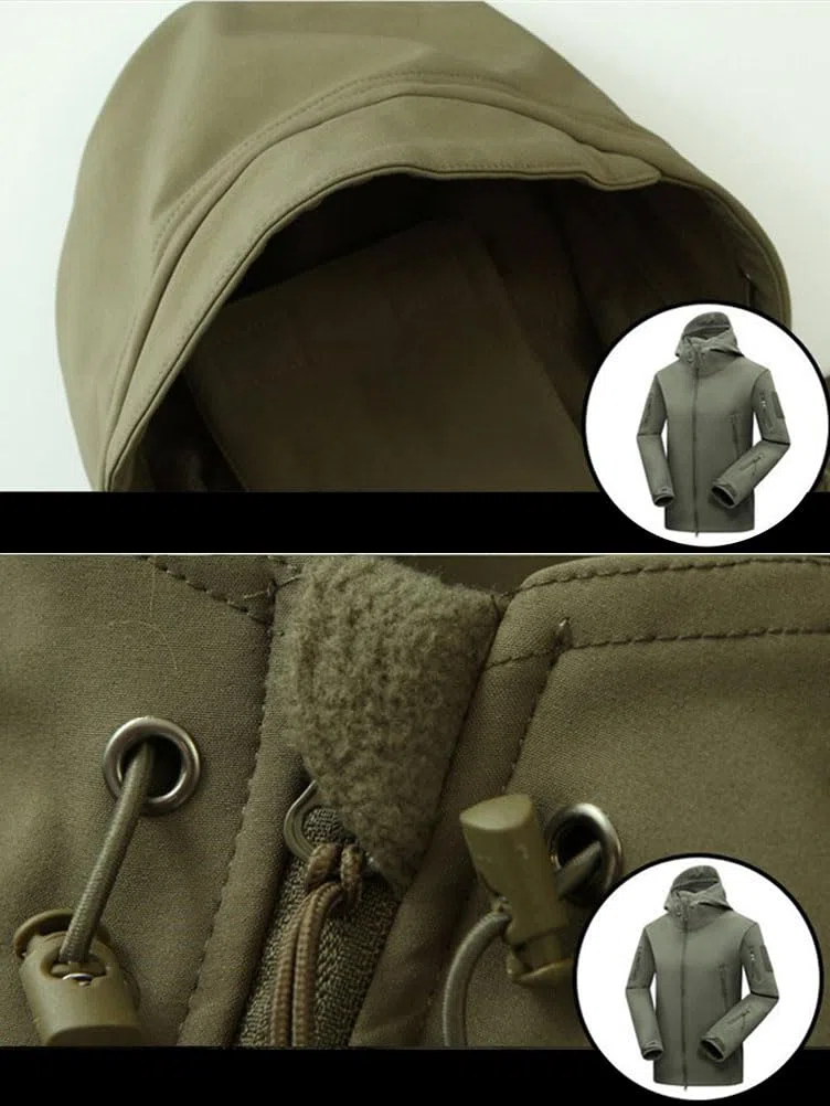 Homme 2 Pièces Tactique de Costume Vêtements Chaud Veste Impermeable Manteau Hiver Uniforme Militaire Tenue Blouson de Combat et Cargo Pantalon pour Camping