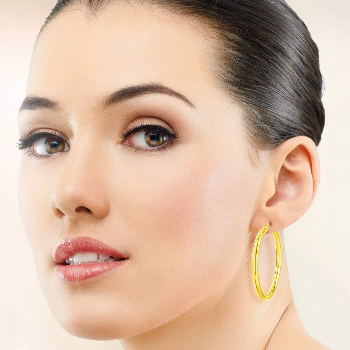Boucles d'oreilles Créoles en Argent Fin 925 Plaqué Or Jaune - Épaisseur 4 mm - Diamètres : 20, 30, 40, 50, 60 mm