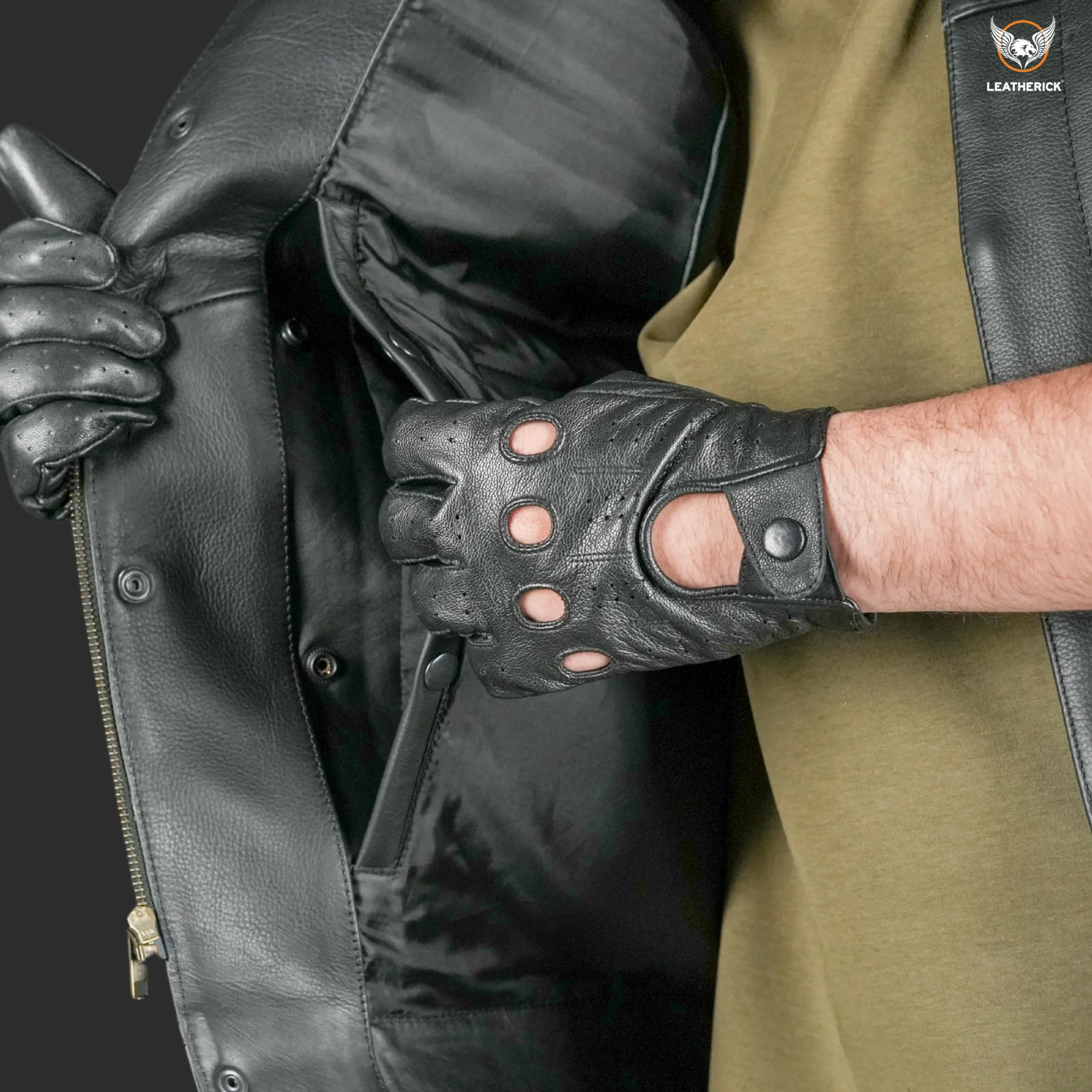 Leatherick Gilet de Moto en Cuir de Vache de qualité supérieure Anarchy pour Homme Noir