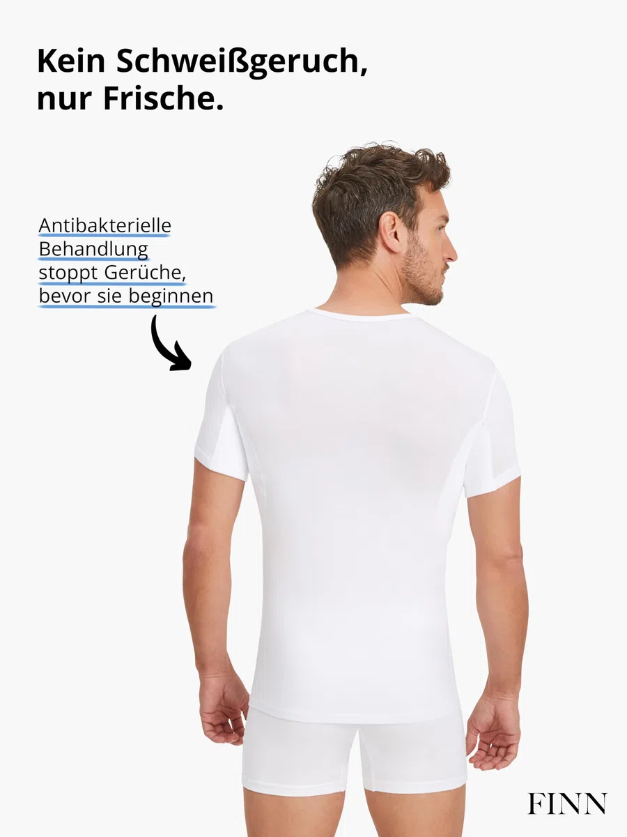 FINN T-Shirt Anti-Transpiration imperméable pour Homme avec Coussinets sous Les aisselles – Minimise Les Taches de Transpiration sur Tout Le Haut du Corps, même en Cas de Forte Transpiration