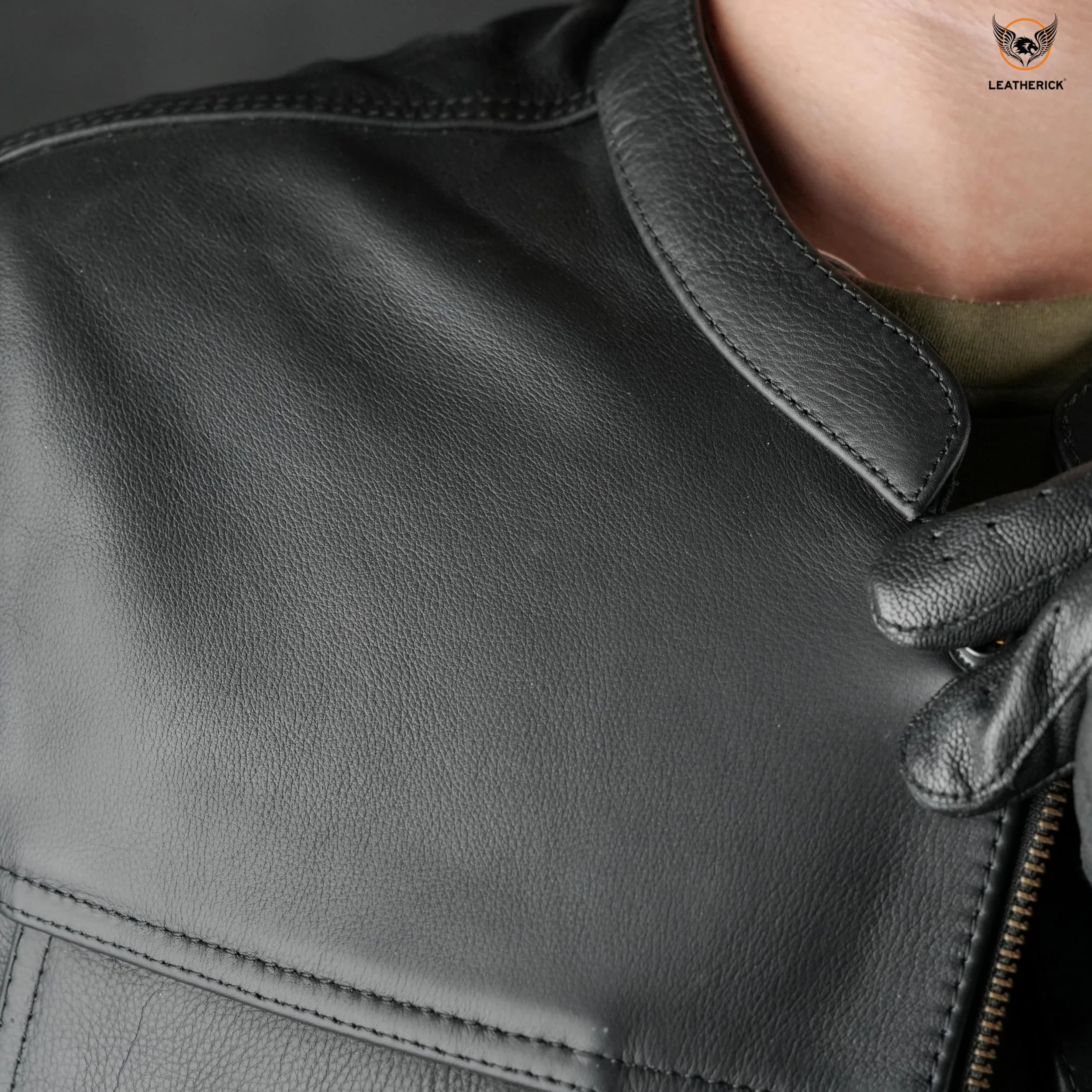 Leatherick Gilet de Moto en Cuir de Vache de qualité supérieure Anarchy pour Homme Noir