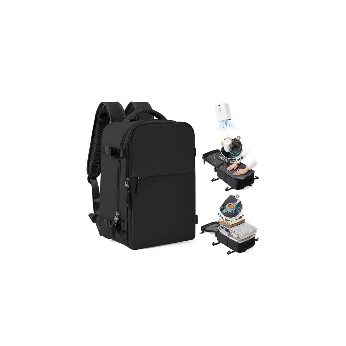 SZLX Sac à Dos Sous Vide Voyage 40x30x20 avec pompe Bagage Cabine Ryanair Wizz air Sous Vide Baggage Cabine 40x20x25 pour Ryanair Bagage à Main 45x36x20 Easyjet Sac Ordinateur Portable Femme Homme