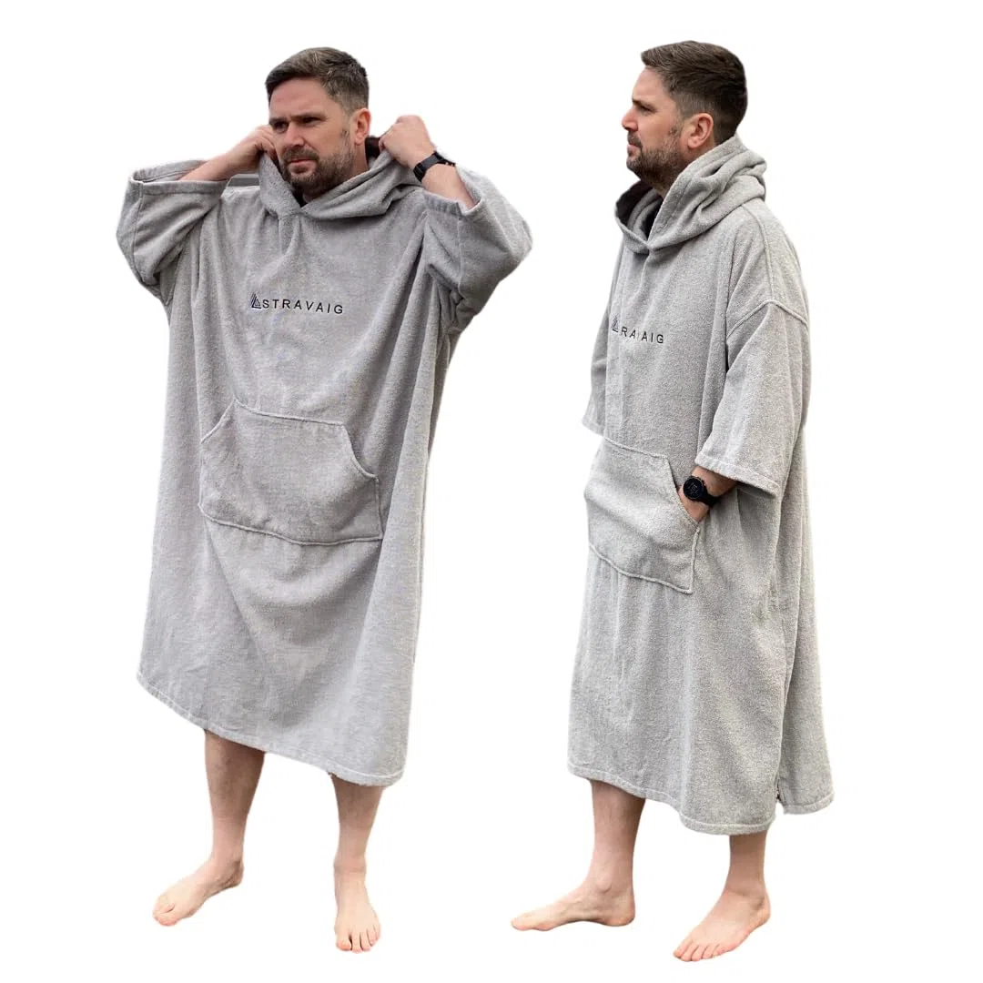 Stravaig Poncho en éponge pour adultes – Peignoir en éponge facile à changer pour la natation, le surf, la natation sauvage, la plage (L-XL)