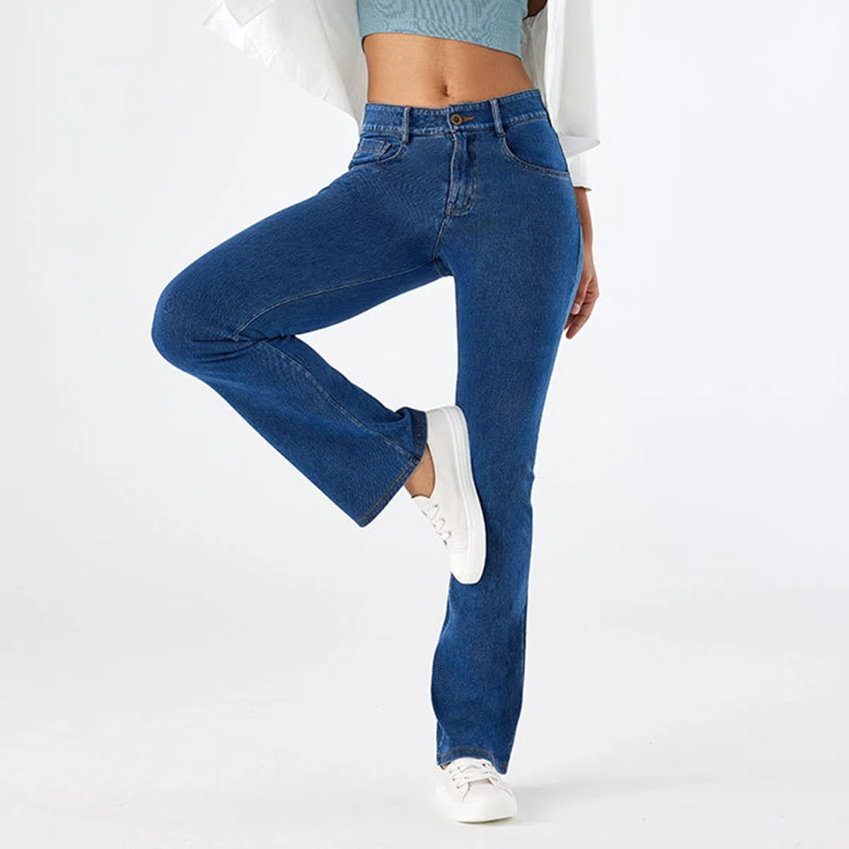 Pantalon en jean stretch pour femme - Pantalon de yoga doux et confortable - Coupe bootcut - Taille haute - Contrôle du ventre - Coupe ajustée - Jeggings baggy