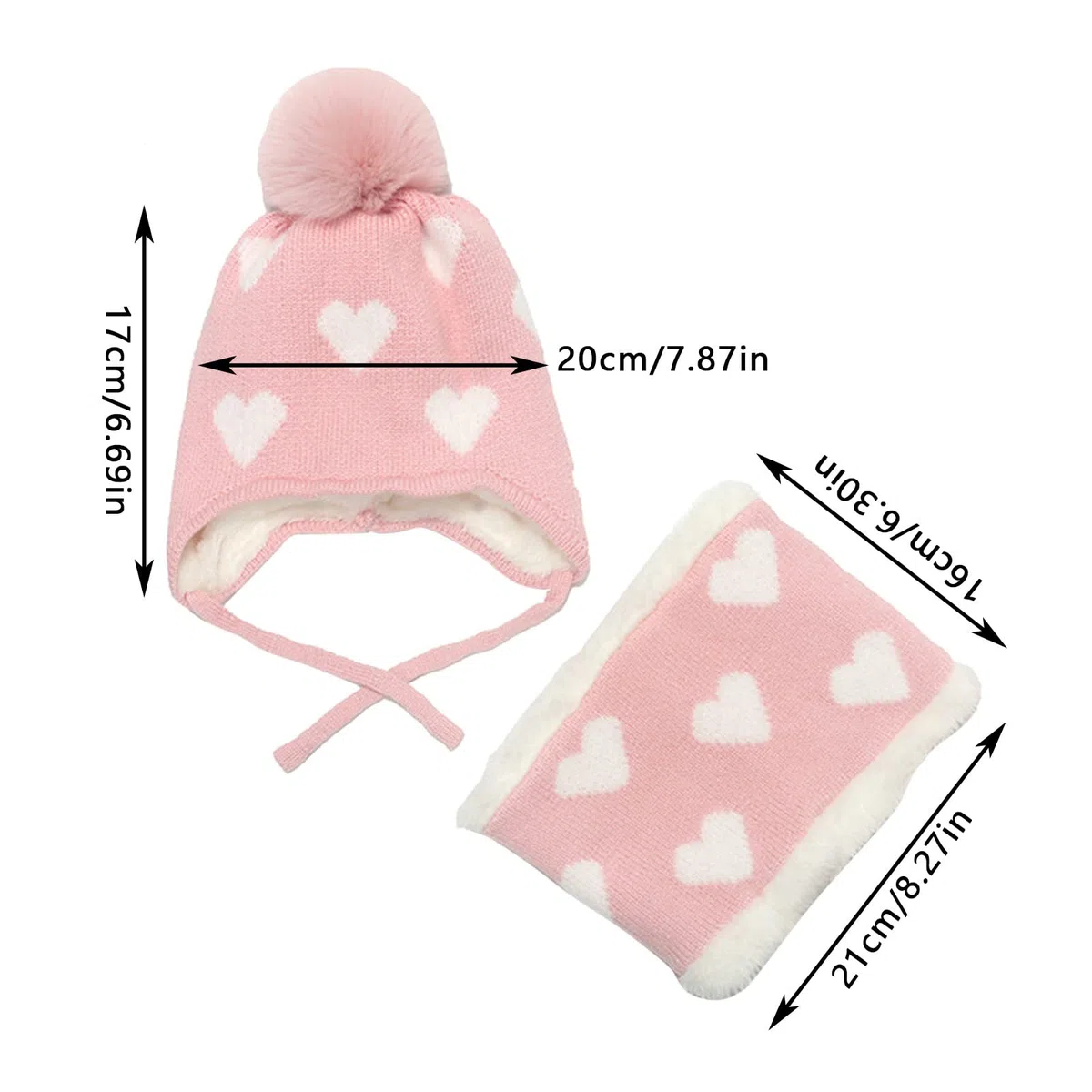 Ensemble de 2 chapeaux extensibles pour bébé et enfant - Bonnet tricoté - Écharpe chaude