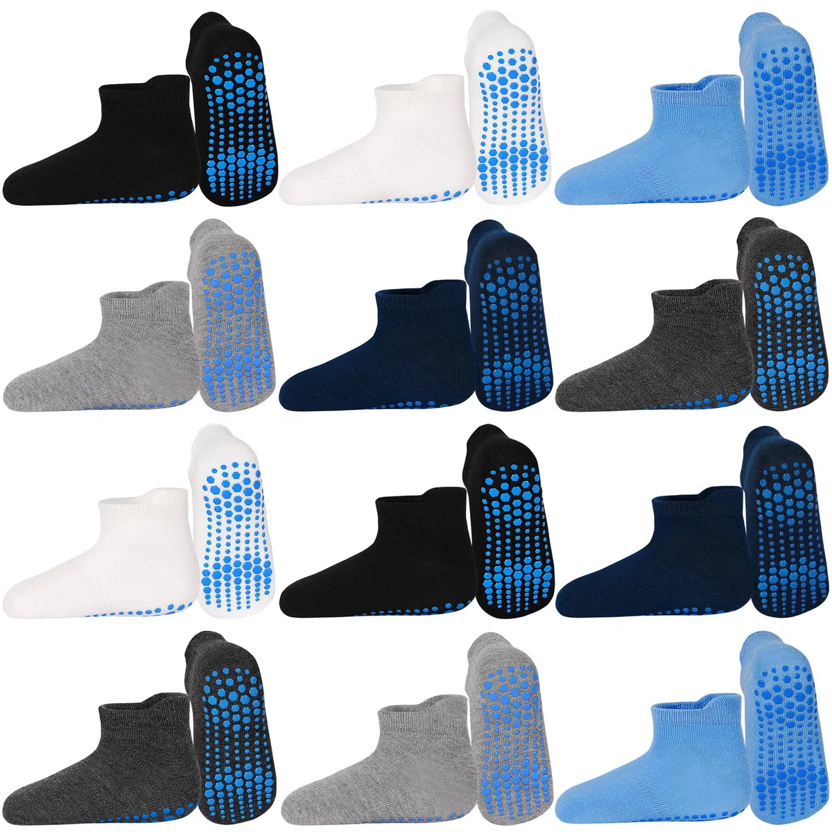 HYCLES Lot de 12 paires de chaussettes antidérapantes pour bébé garçon fille de 1 à 7 ans