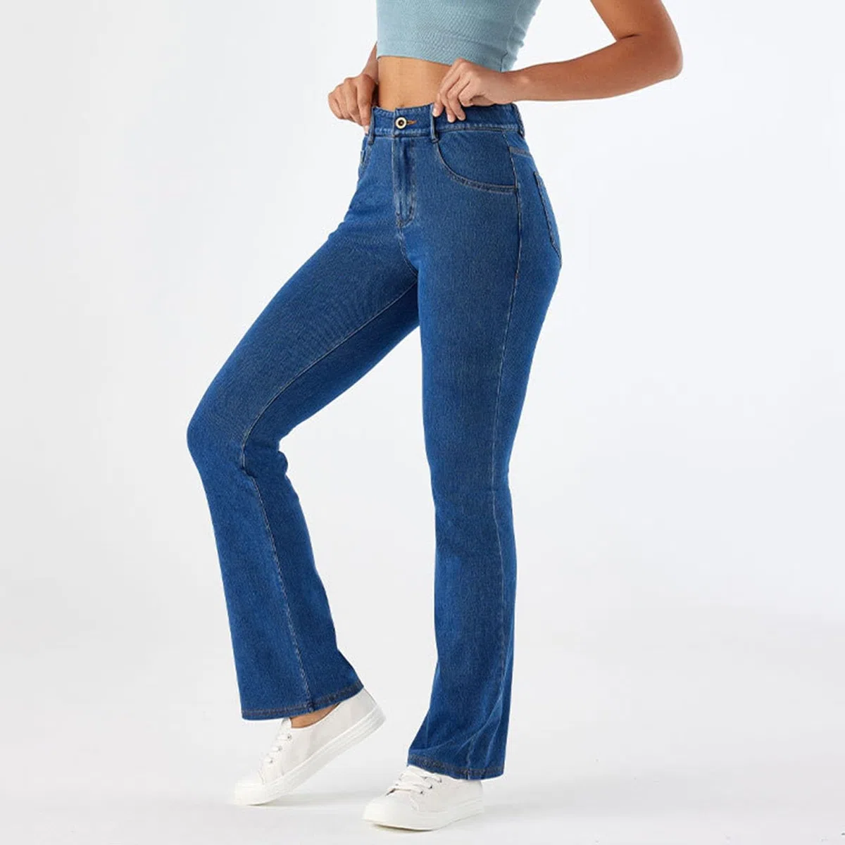 Pantalon en jean stretch pour femme - Pantalon de yoga doux et confortable - Coupe bootcut - Taille haute - Contrôle du ventre - Coupe ajustée - Jeggings baggy