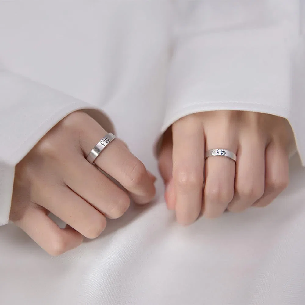 Bagues De Couple En Argent Sterling Avec Joli Chat Pour Elle Et Lui Réglables Pour Anniversaire Mariage Fiançailles Amour Sans Fin Ensemble De Bagues Assorties Bijoux Cadeaux Pour Femmes Et Hommes
