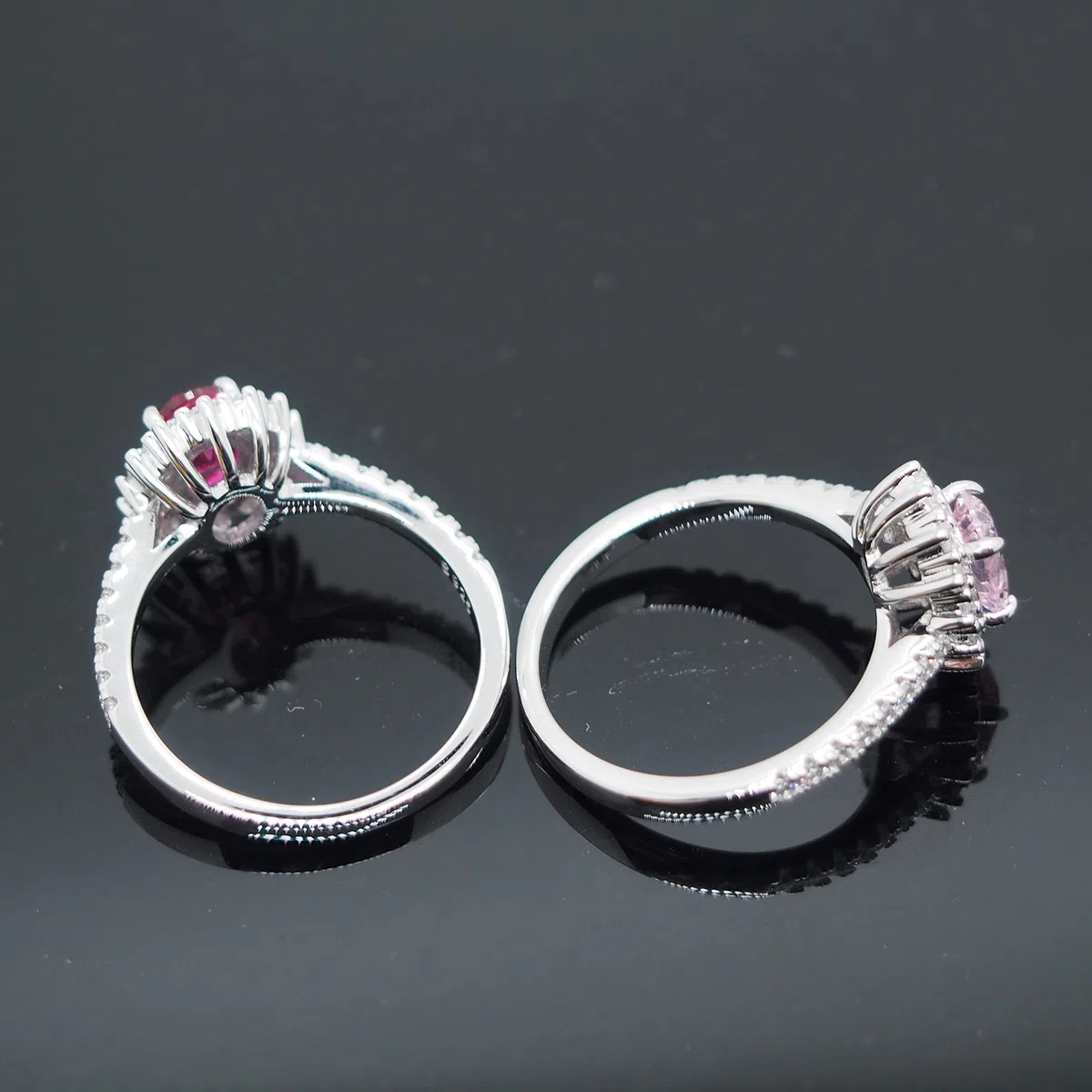 Bague pour femme en argent sterling 925/1000 avec rubis, bague à la mode avec pierres rouges pour femme, bijoux cadeaux pour Fête des mères, la Saint-Valentin
