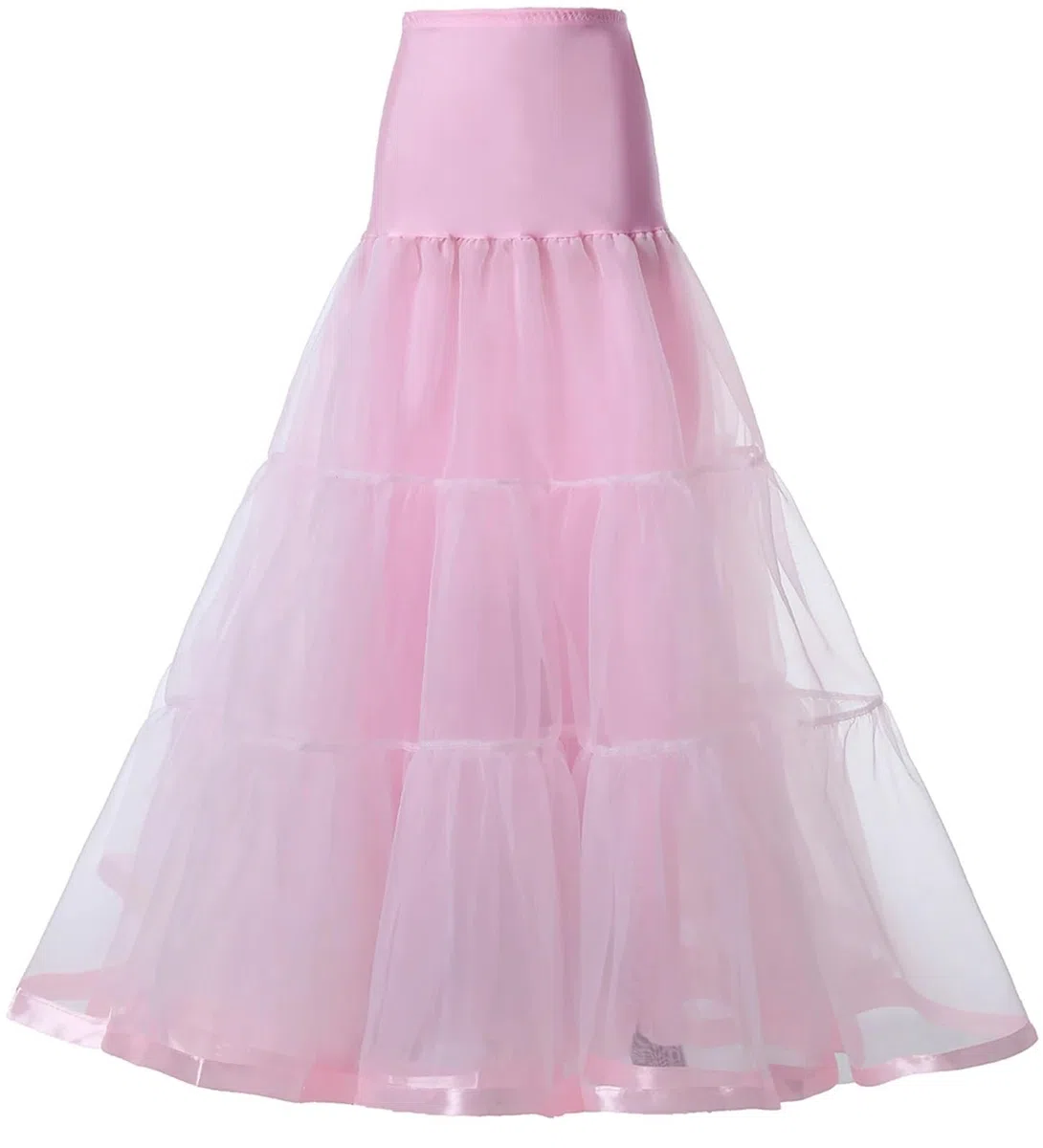 Jupon sous Robe Femme Jupon à Volants de 98 cm de Long, Crinoline, Vintage, for Robe de mariée, sous-Jupe, Tutu, balançoire, avec Bordure en Ruban(Purple,S-M)