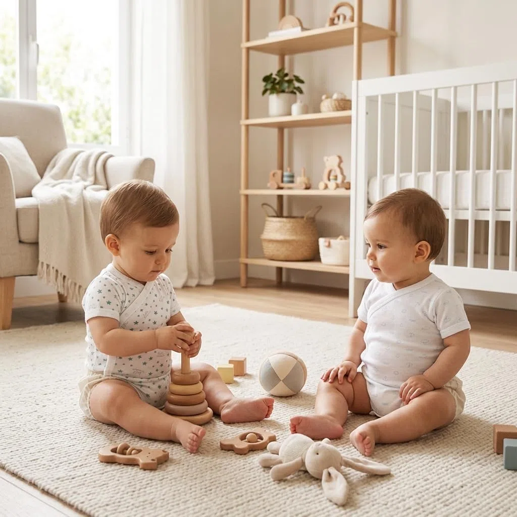 BABIDU | Lot de 4 Bodies Croisés Bébé Manches Courtes – 100% Coton, Doux et Respirant – Trousseau de Naissance Mixte Garçon et Fille, Fabriqué en Europe