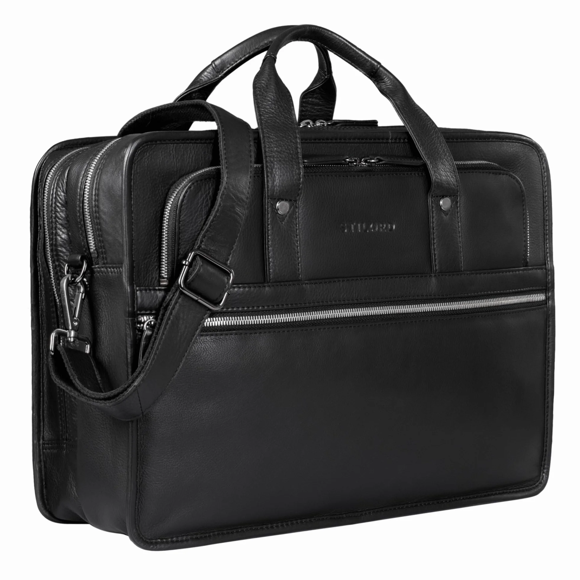 STILORD 'Yves' Serviette Cuir XL Homme pour Ordinateur 15.6 Grand Pouces Porte-Documents Sac à Bandoulière Sac de Professeur