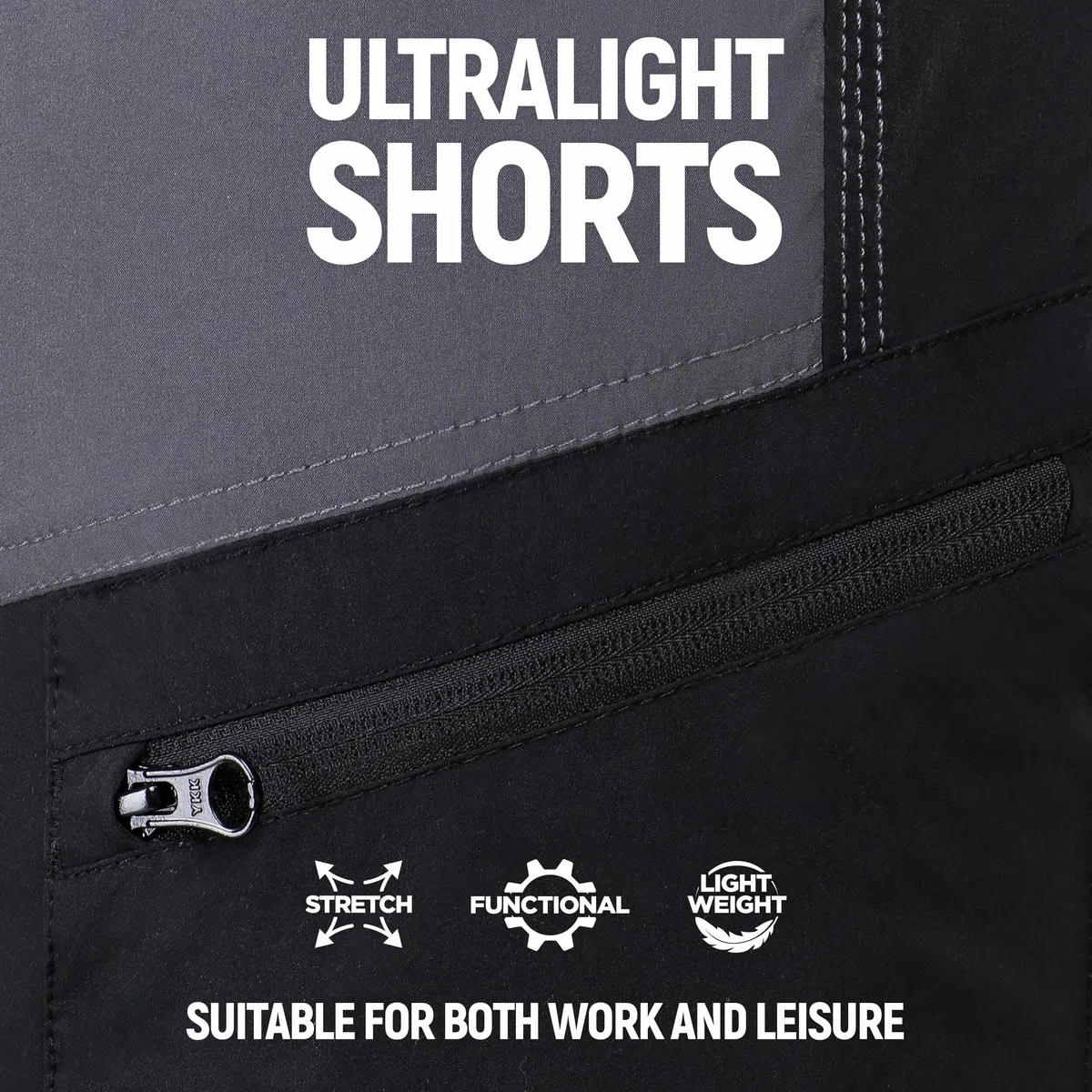 Stenso Nox Shorts Et Bermudas Homme - Short De Travail Homme Stretch Ultraléger - Adapté Au Travail Et Aux Loisirs - Fermeture YKK, Poches Avant, Poche Cargo avec Fermetures Éclair