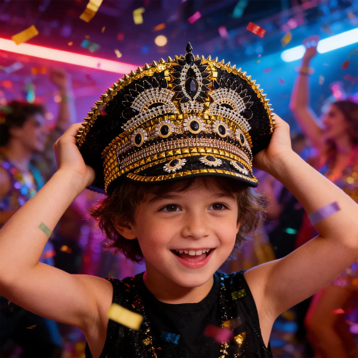 Chapeau marin clouté à strass pour femmes, adolescentes, filles avec motif étincelant pour fêtes à thème, festival de musique, accessoire de festival de musique