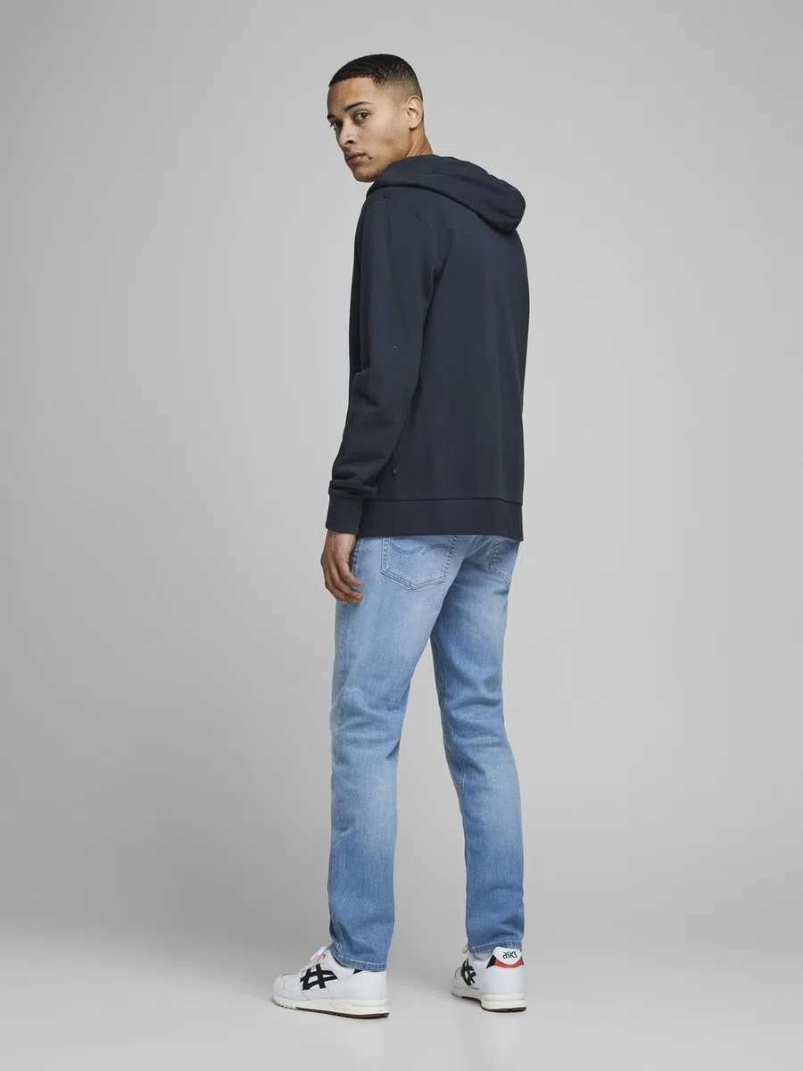 JACK & JONES Sweat à Capuche zippé JJEHOLMEN pour Homme, Bleu (Navy Blazer - Shocking Orange/Reg Fit), M