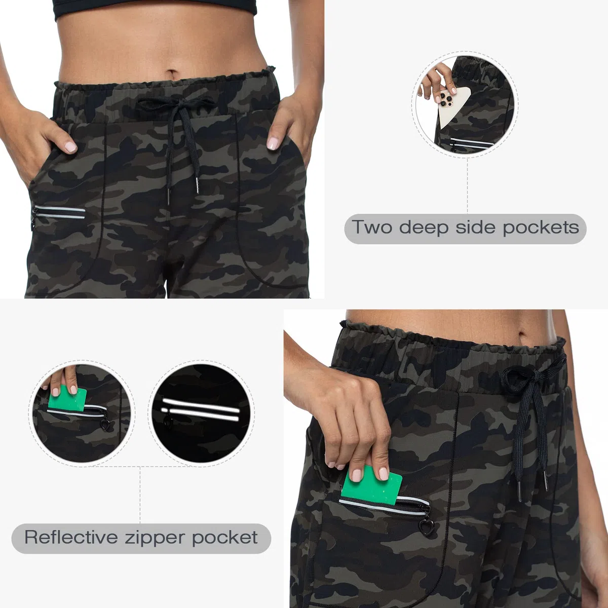 Haowind Pantalon de jogging pour femme avec poches taille élastique pour entraînement, sport, gym, yoga, course à pied