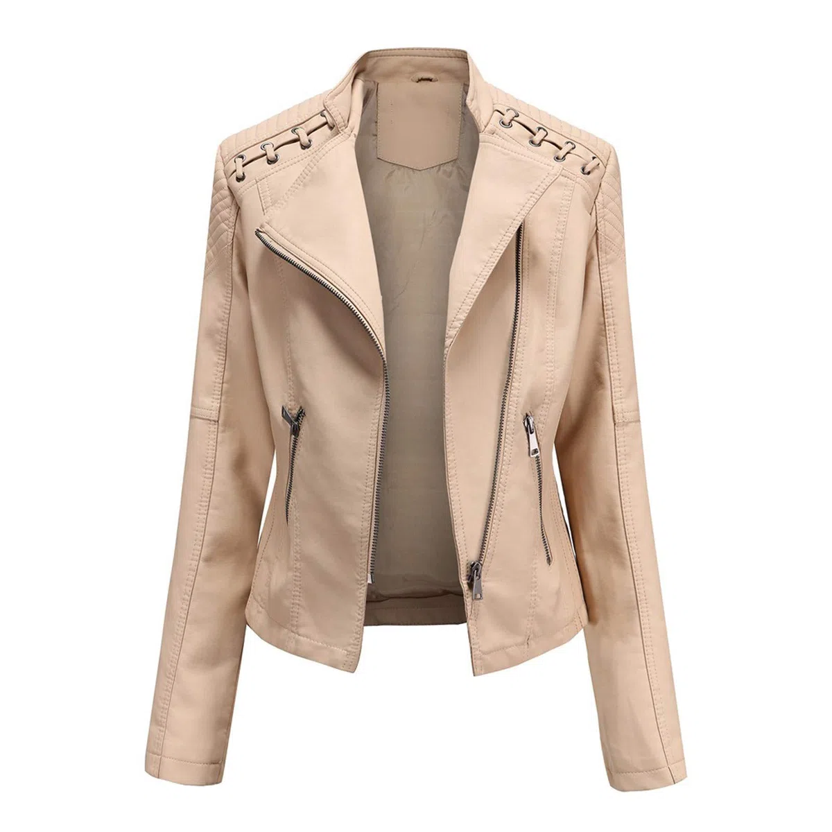 Générique Veste Femme Cuir Court Blouson avec Ceinture Motard Col Montant Biker Zippé Vintage Manteau Bombers Moto Veste Femme Noire Veste Rouge Femme Chic
