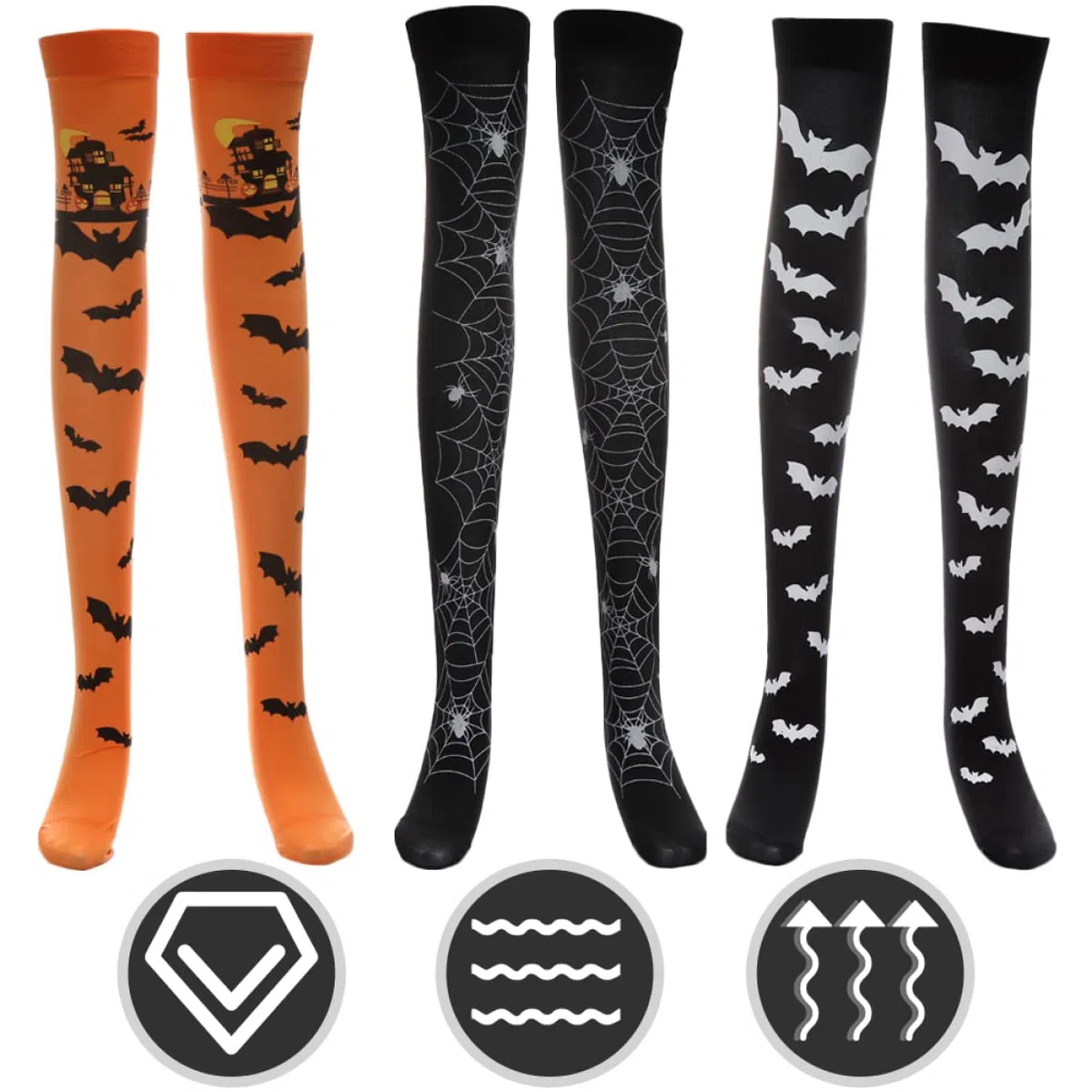 SHERCHPRY 9paires Chaussettes Halloween Cosplay Longues Chaussettes De Fête Pour Femmes Pour Déguisements Et Événements Festifs