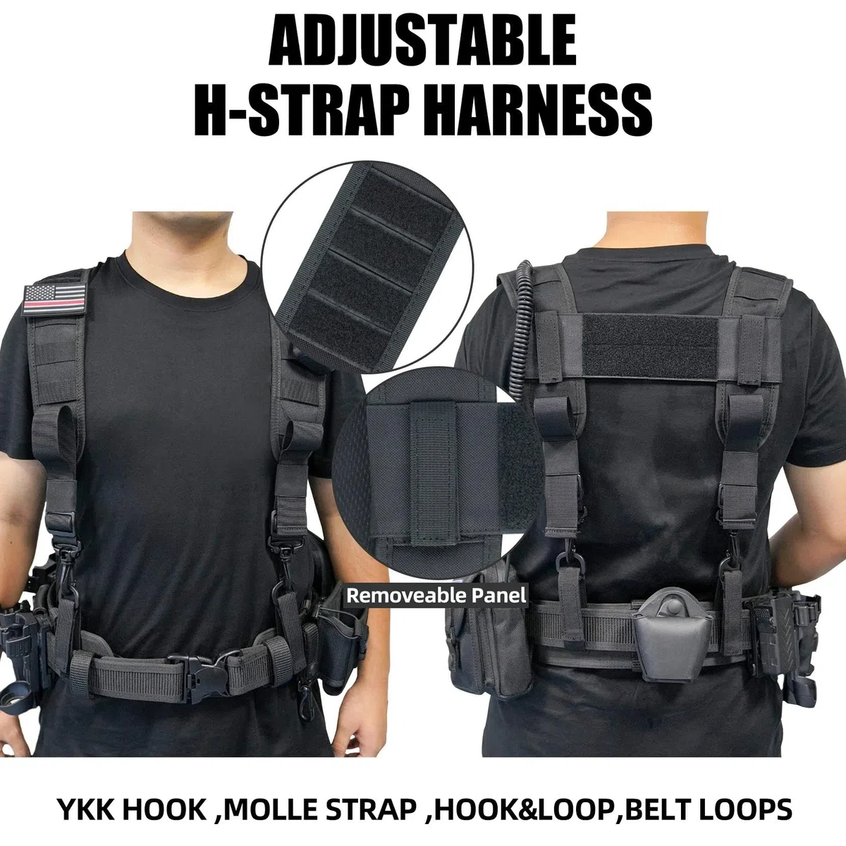 Bretelles Suspender Bretelles Tactiques pour Ceinture De Service Bretelles De Harnais Oh002-Black De Ceinture De Police